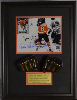 Dave Schultz signed Knock Out photo with bronze cast of his Schultzs fists